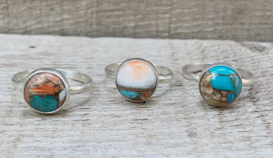 Austernringe aus Kupfer und Türkis