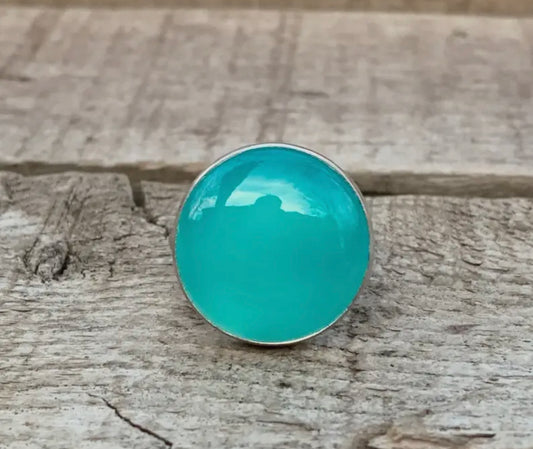 Aquablauer Chalcedon-Ring