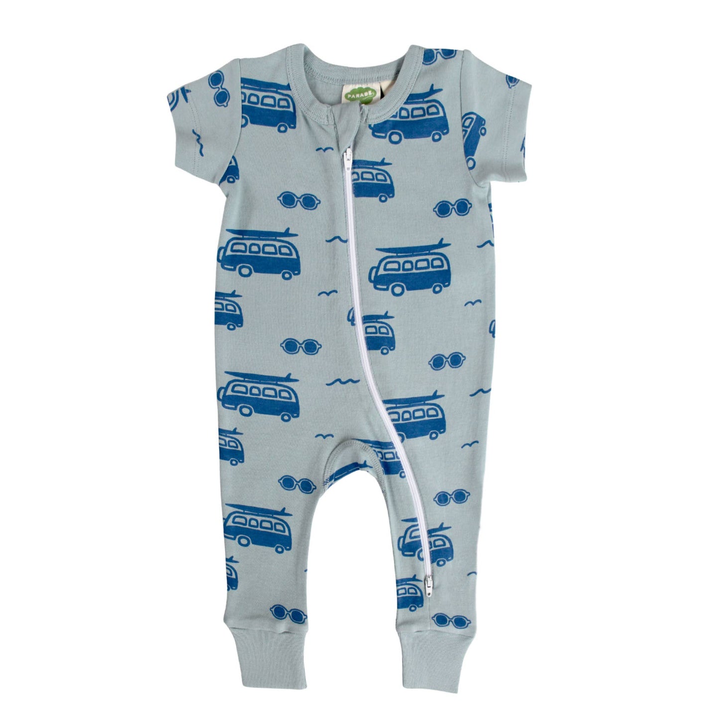 Signature Print '2-Way' Zip Romper - Short Sleeve