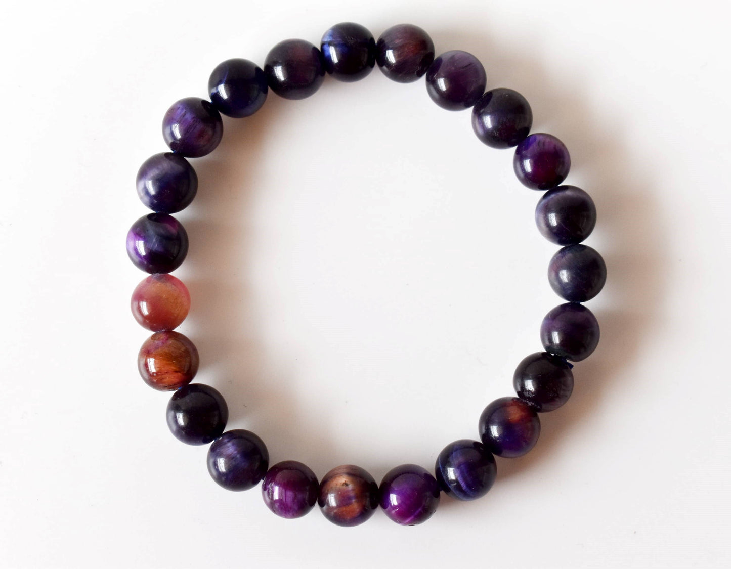 Tiger Cats Eye Violet Gemstones Bracelets