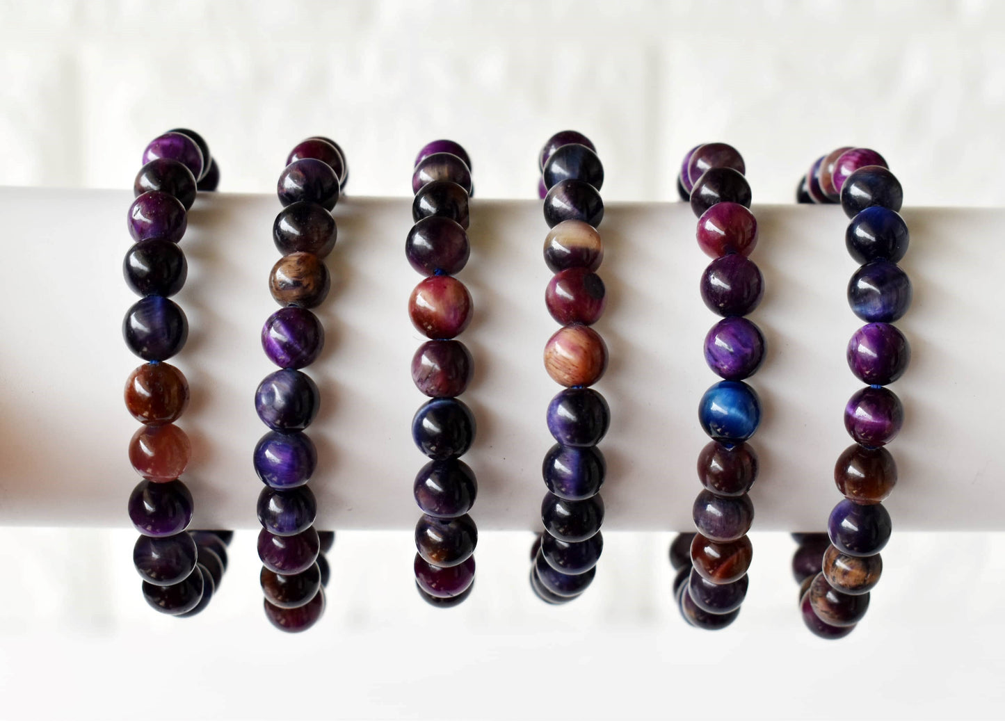 Tiger Cats Eye Violet Gemstones Bracelets