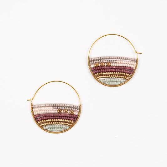 Layered Stripes Bead Hoop Earrings