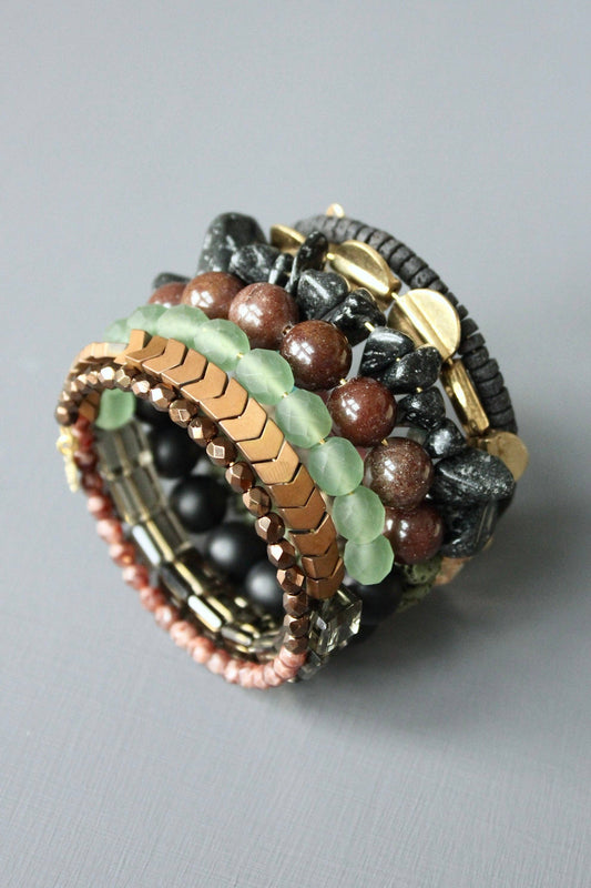 Moss and Cocoa Wrap Bracelet