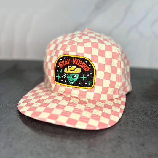 Stay Weird 5-Panel Checkered Floppy Hat
