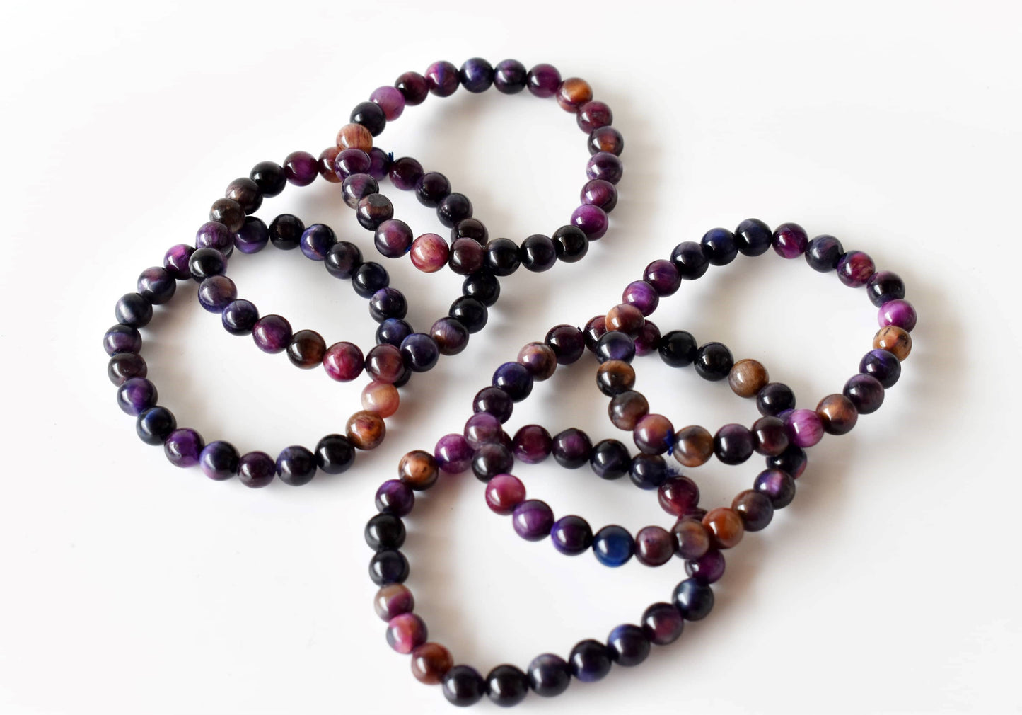 Tiger Cats Eye Violet Gemstones Bracelets
