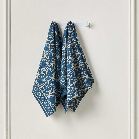 Indigo Dabu Jasmine Hand Towels - Set of 2