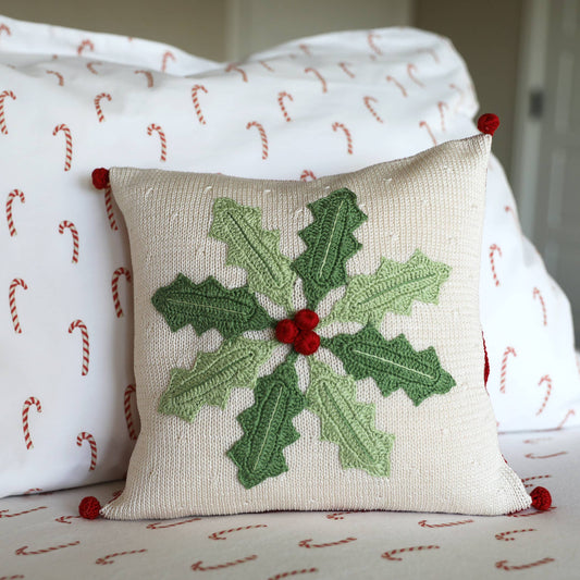 Holly Pinwheel Christmas Pillow