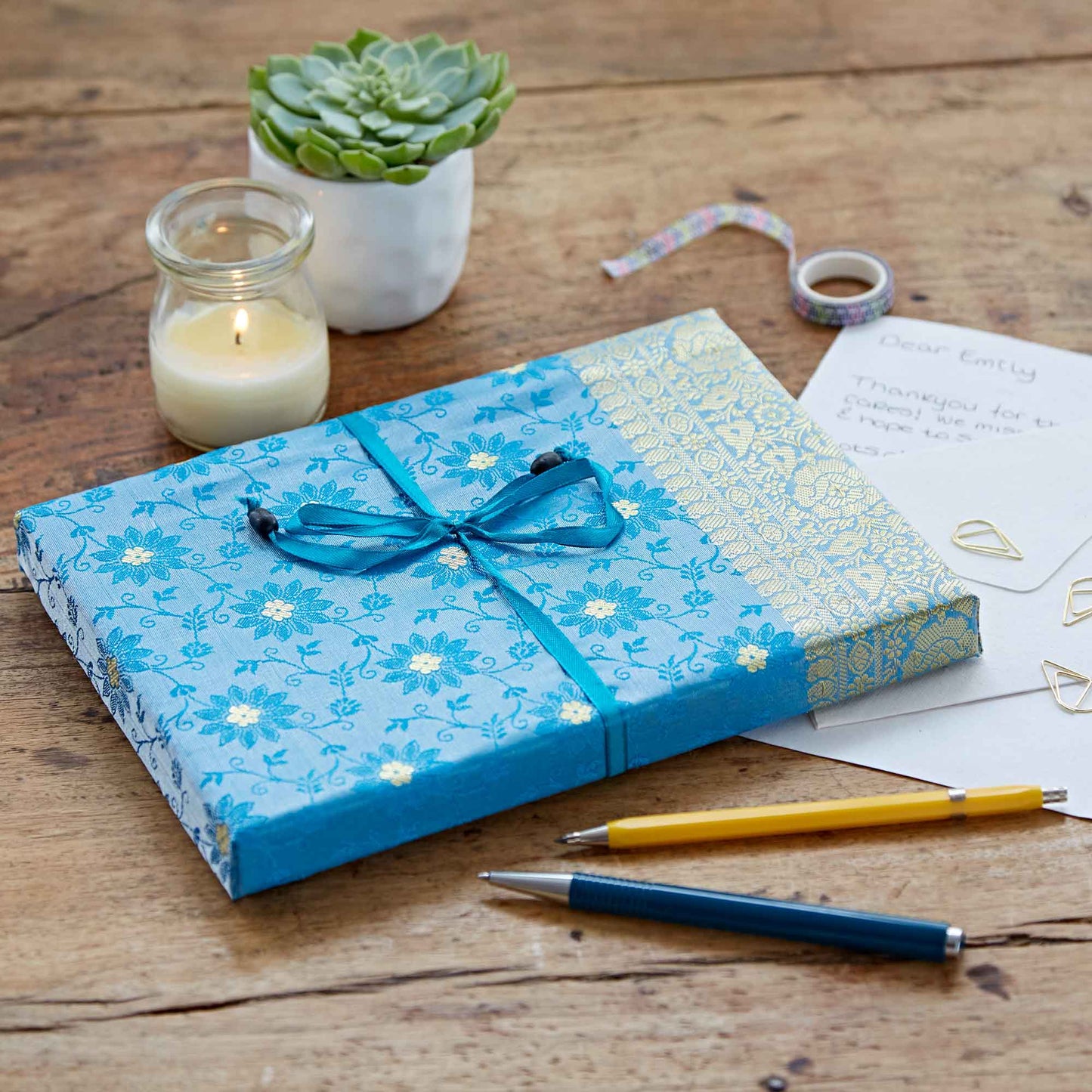 Handgefertigtes Sari-Schreibset – Briefpapier-Set