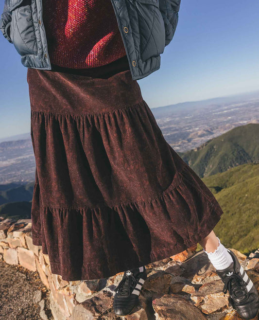 Cattail Cord Tiered Midi Skirt