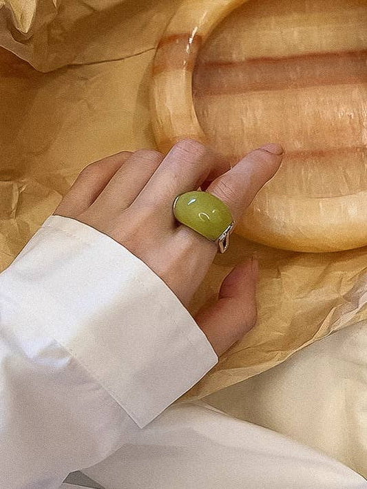 Nanette Platinum Plated Jade Statement Ring