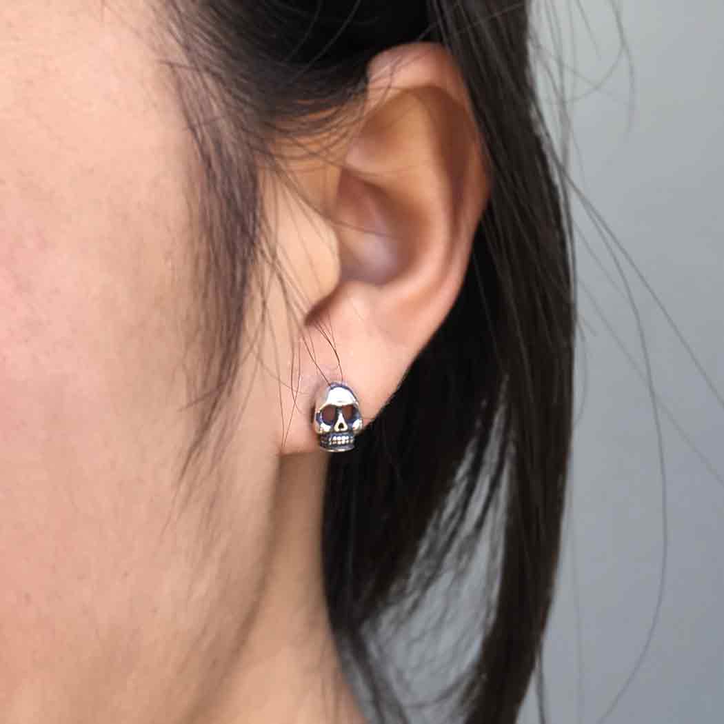Bronze Skull Post Earring
