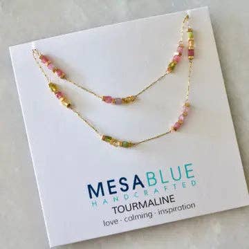 Square Gemstone Beaded Necklace