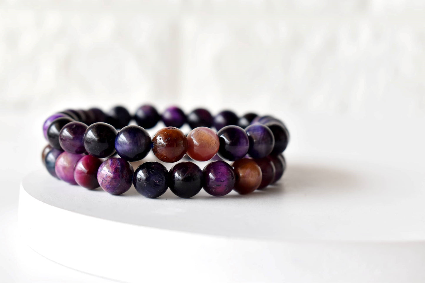 Tiger Cats Eye Violet Gemstones Bracelets