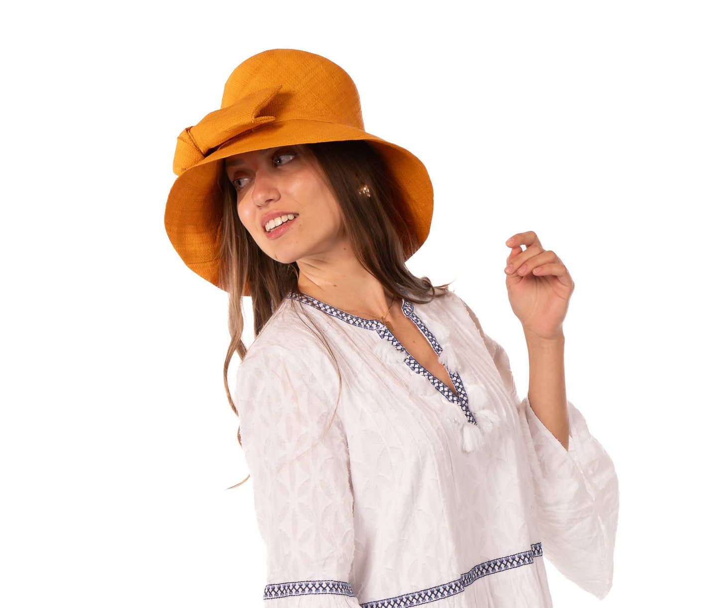 3" Brim Cara Bucket Straw Hat with Big Bow