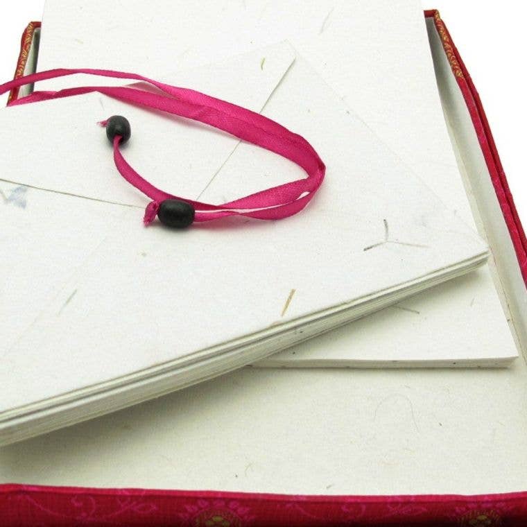 Handgefertigtes Sari-Schreibset – Briefpapier-Set