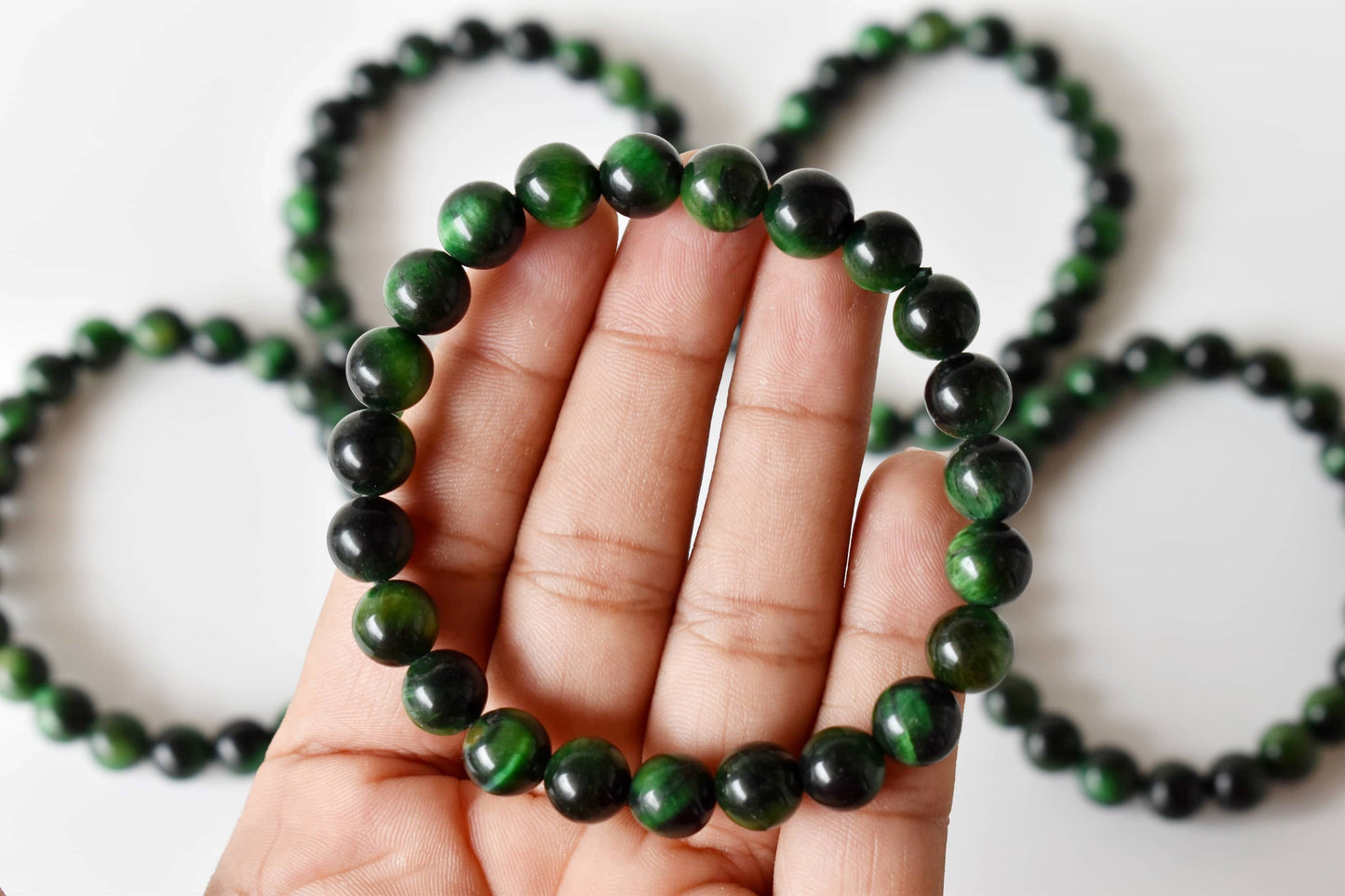 Tiger Cats Eye Green Gemstones Bracelets