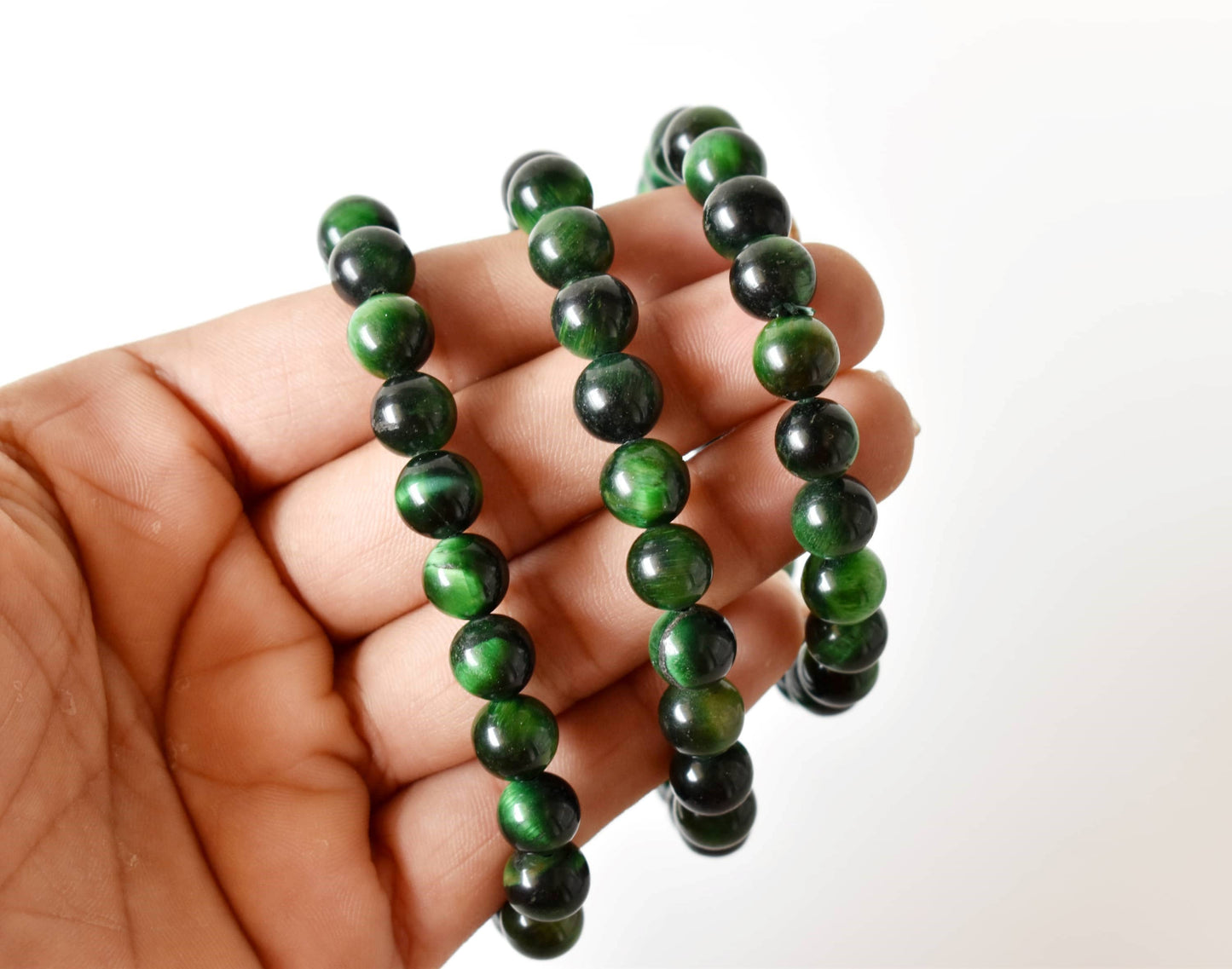 Tiger Cats Eye Green Gemstones Bracelets
