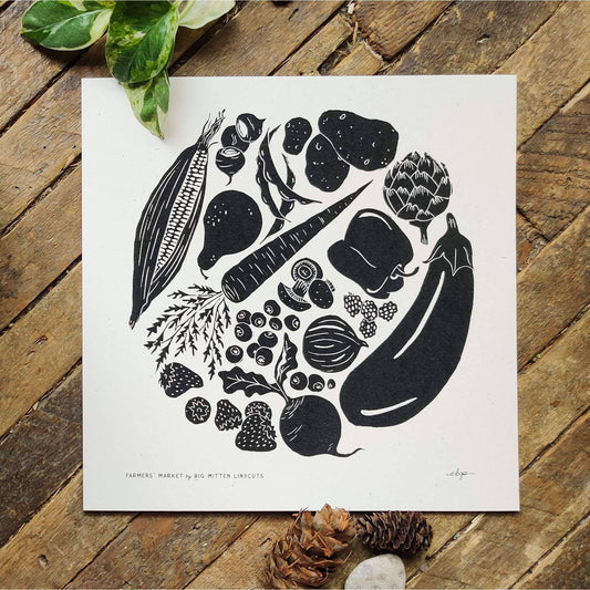 Farmers' Market Linoprint
