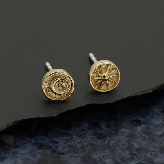Bronze Raised Sun and Moon Earrings