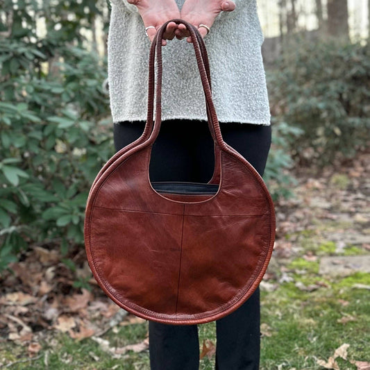Leather Circle Purse (Cognac)
