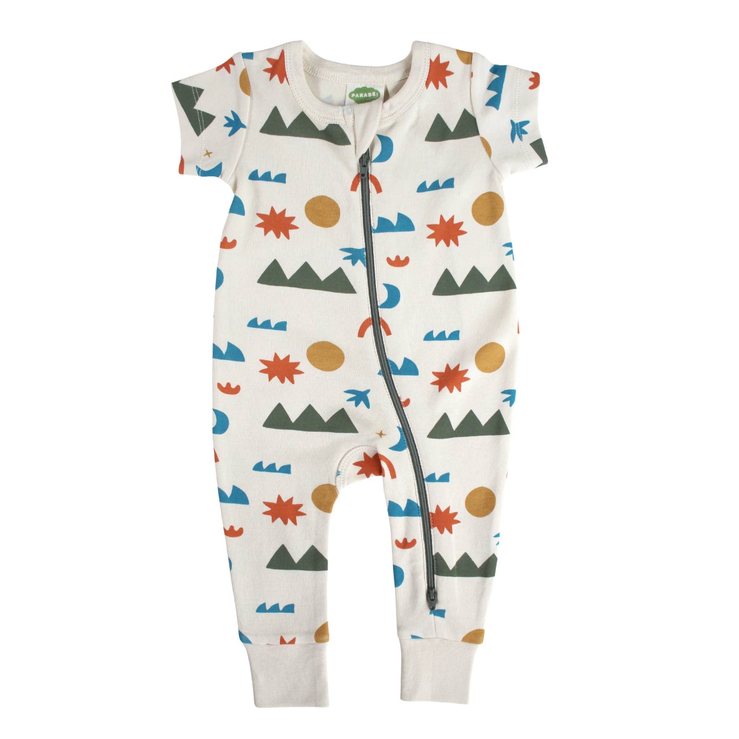 Signature Print '2-Way' Zip Romper - Short Sleeve