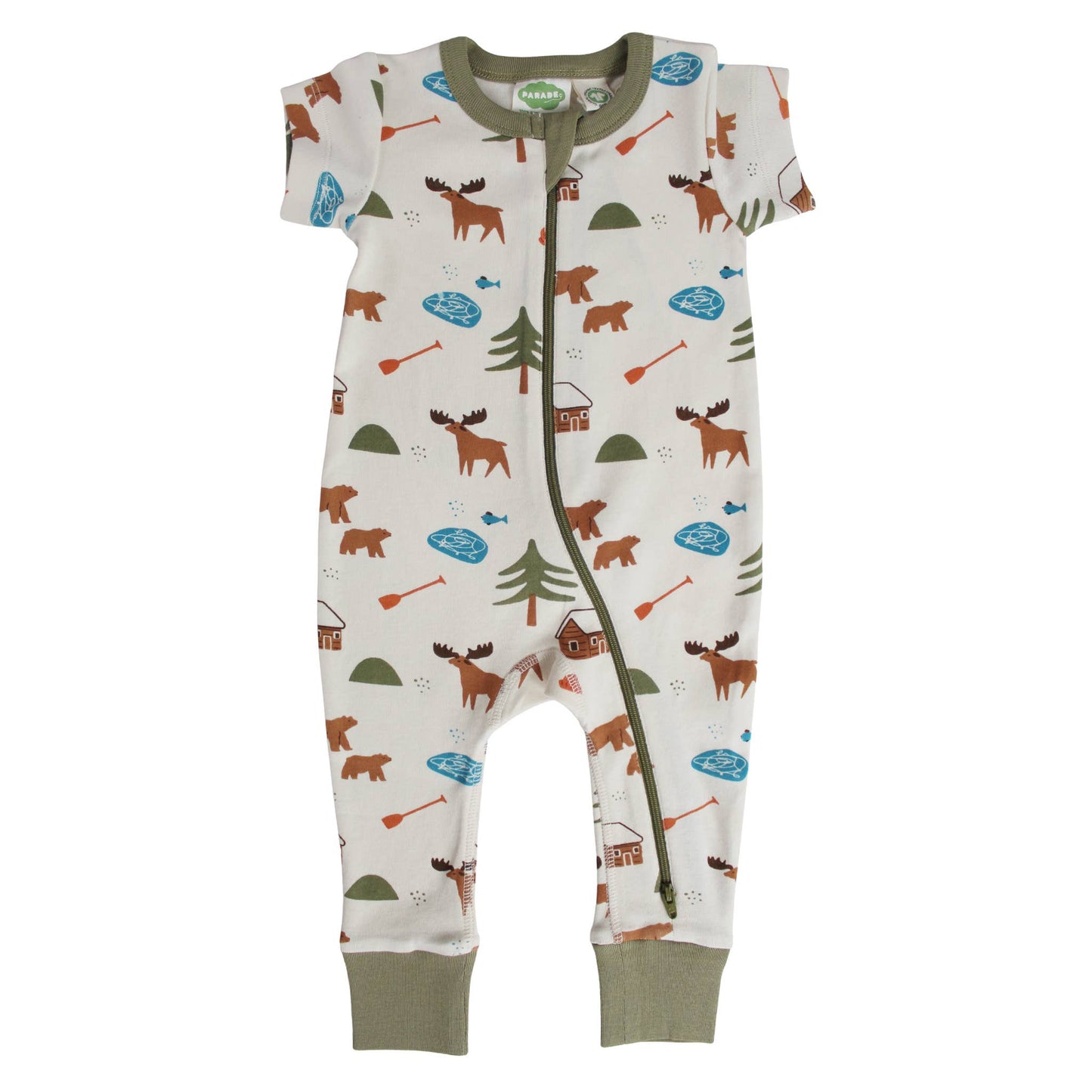 Signature Print '2-Way' Zip Romper - Short Sleeve