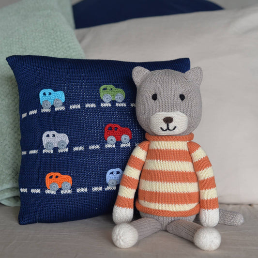 Handmade Striped Knit Cat