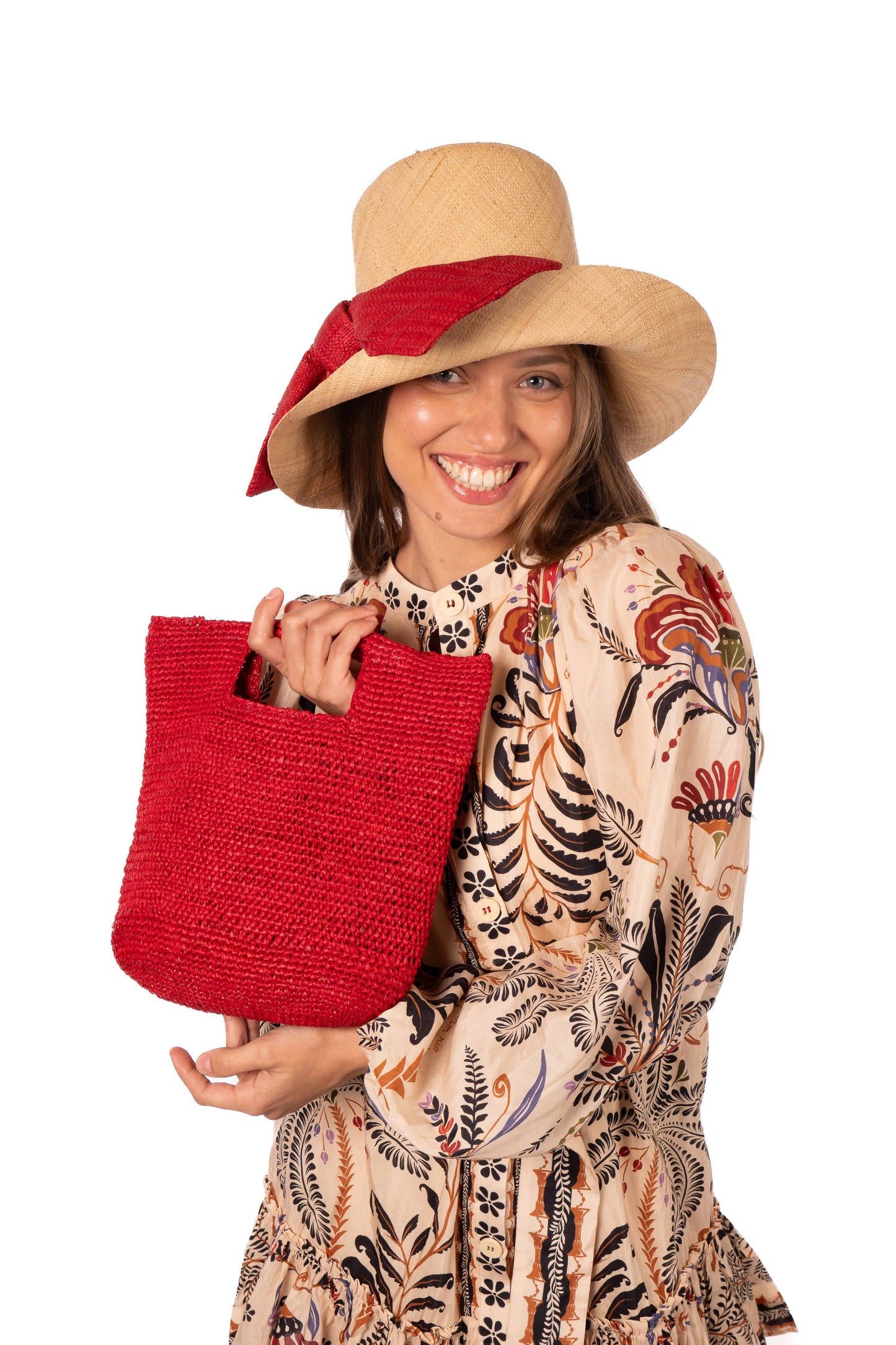 3" Brim Cara Bucket Straw Hat with Big Bow