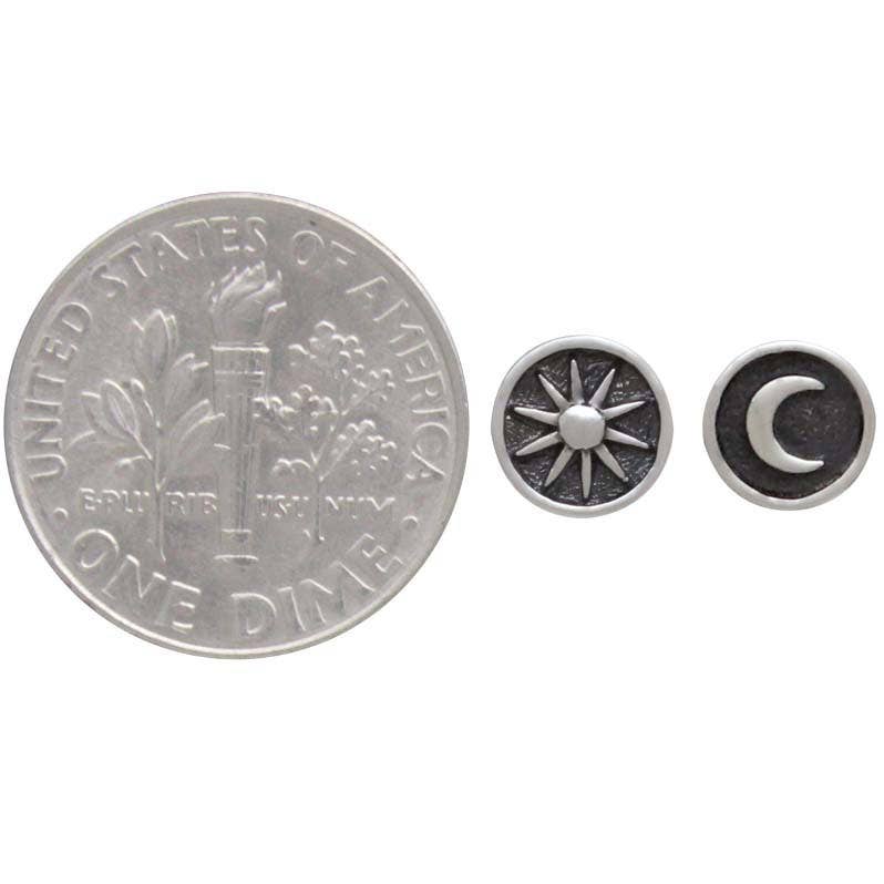 Bronze Raised Sun and Moon Earrings