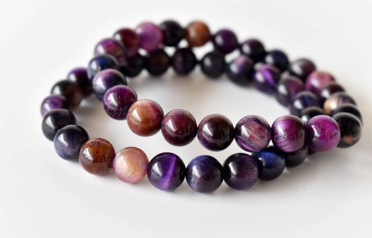 Tiger Cats Eye Violet Gemstones Bracelets