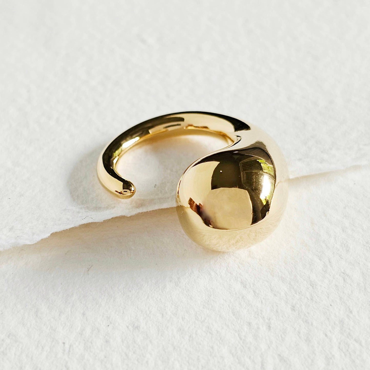 18k gold plated wrap single orb chunky ring