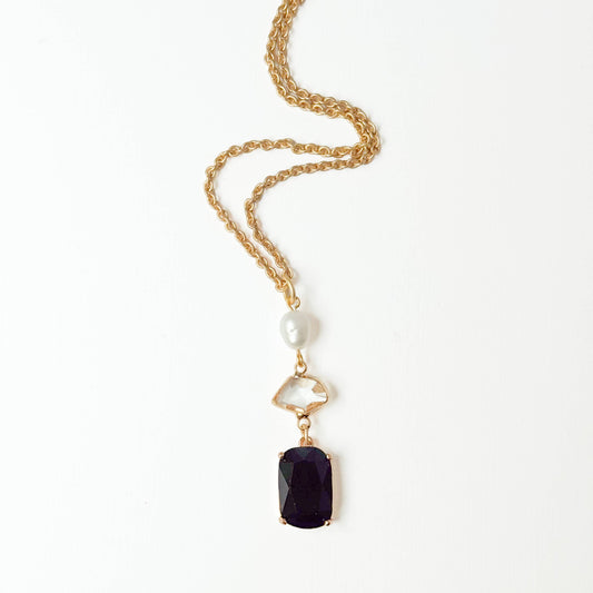 Black Glass & Freshwater Pearl Necklace