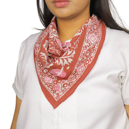 Hand Dyed Batik Bandana- Peach Coral Leaves