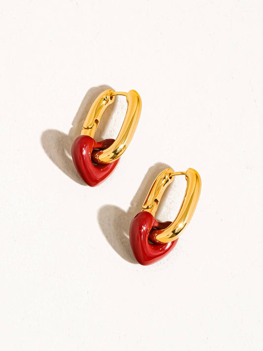 Lilou 18K Plated Red Heart Earring