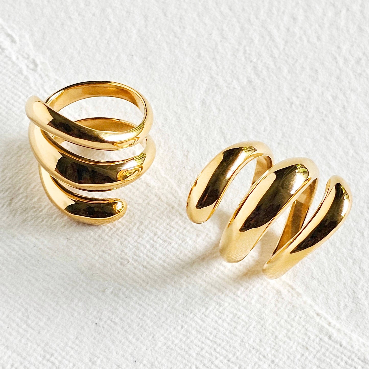 18k gold plated wrap spiral chunky ring