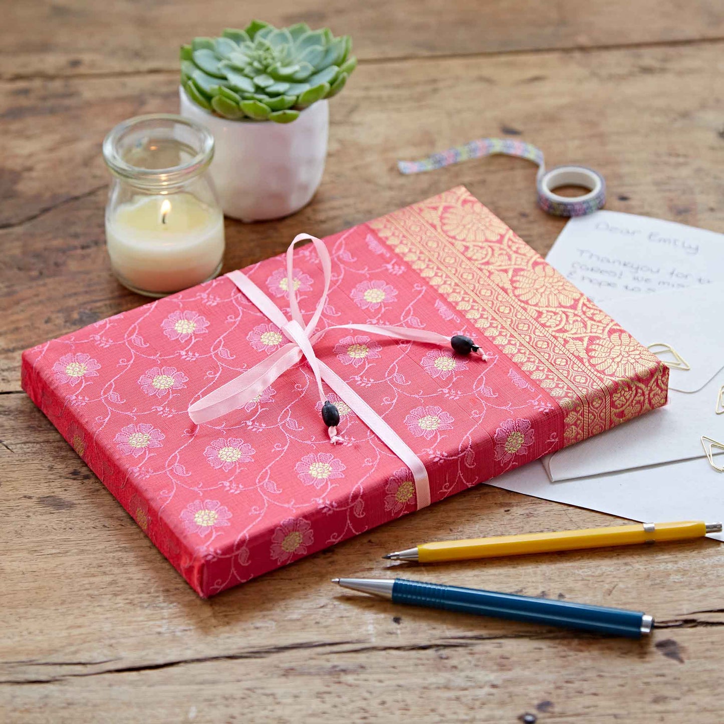 Handgefertigtes Sari-Schreibset – Briefpapier-Set