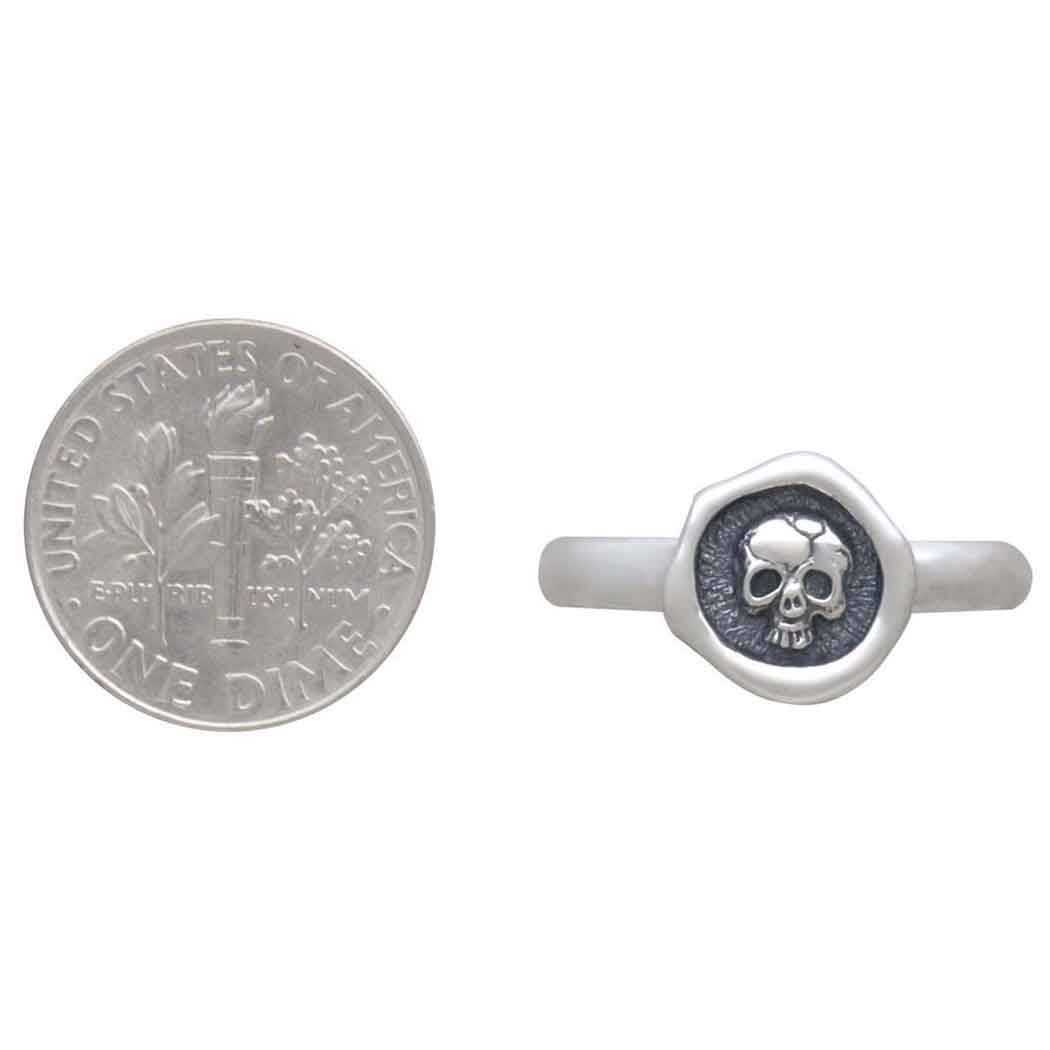 Sterling Silver Skull Wax Seal Ring