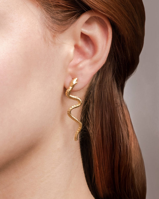Gold Slithering Serpent Earrings