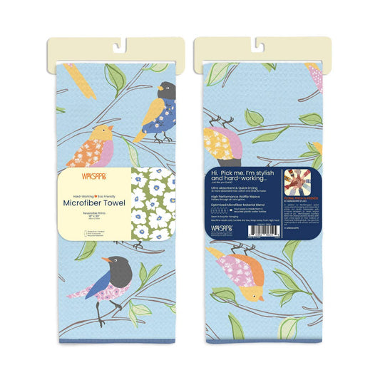 Floral Finch Microfiber Kitchen Towel