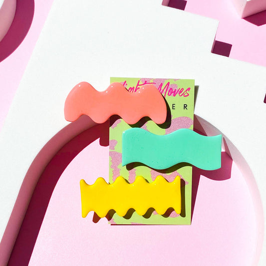 Trío de pinzas para el cabello de arcilla polimérica en Tropicale