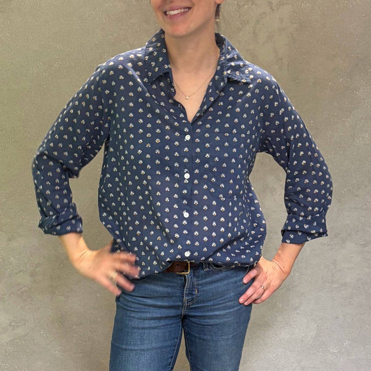 Pali Top- Aja Navy in Lightweight Cotton