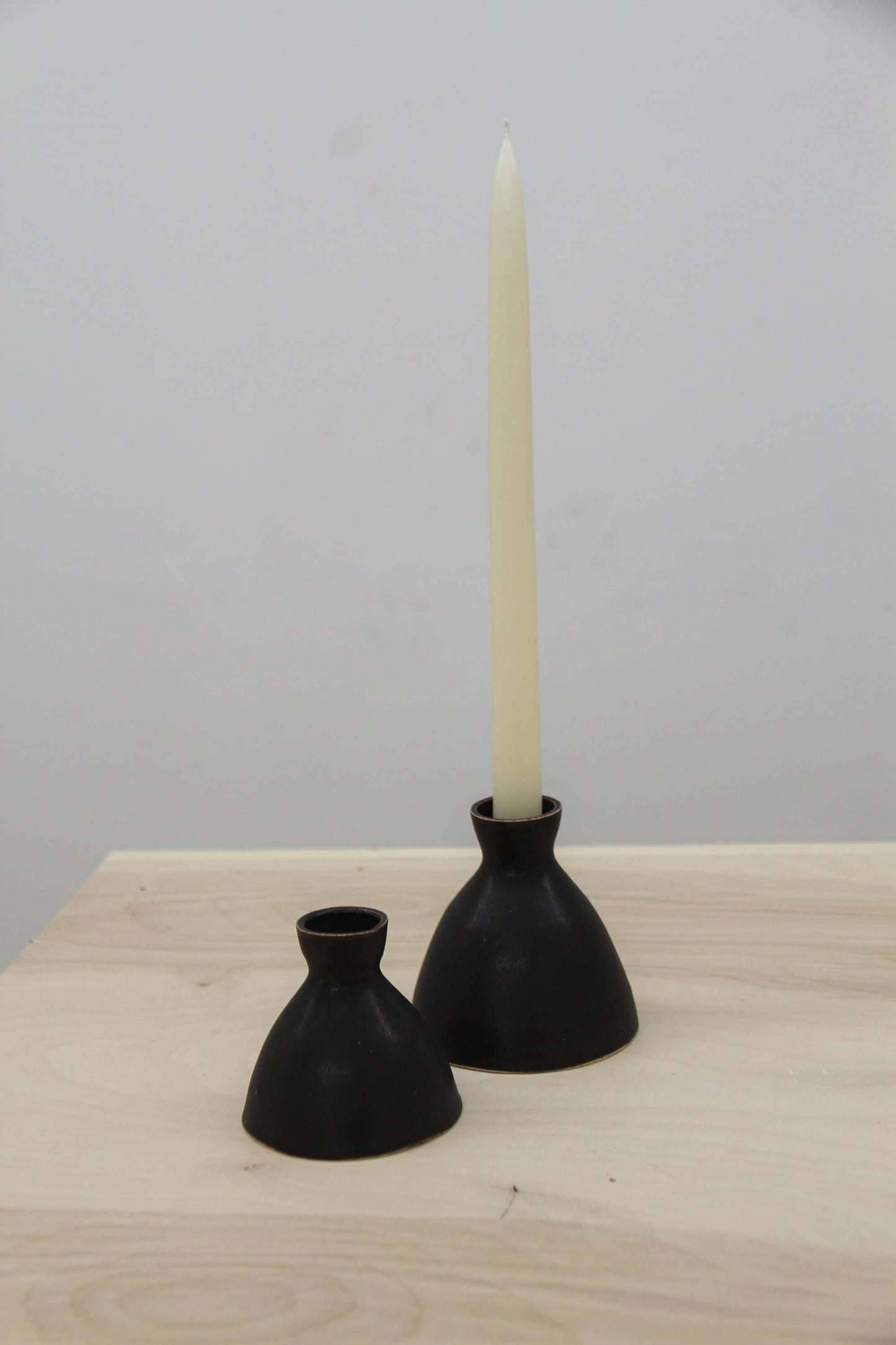 Matte Black Ceramic Candle Taper Holder