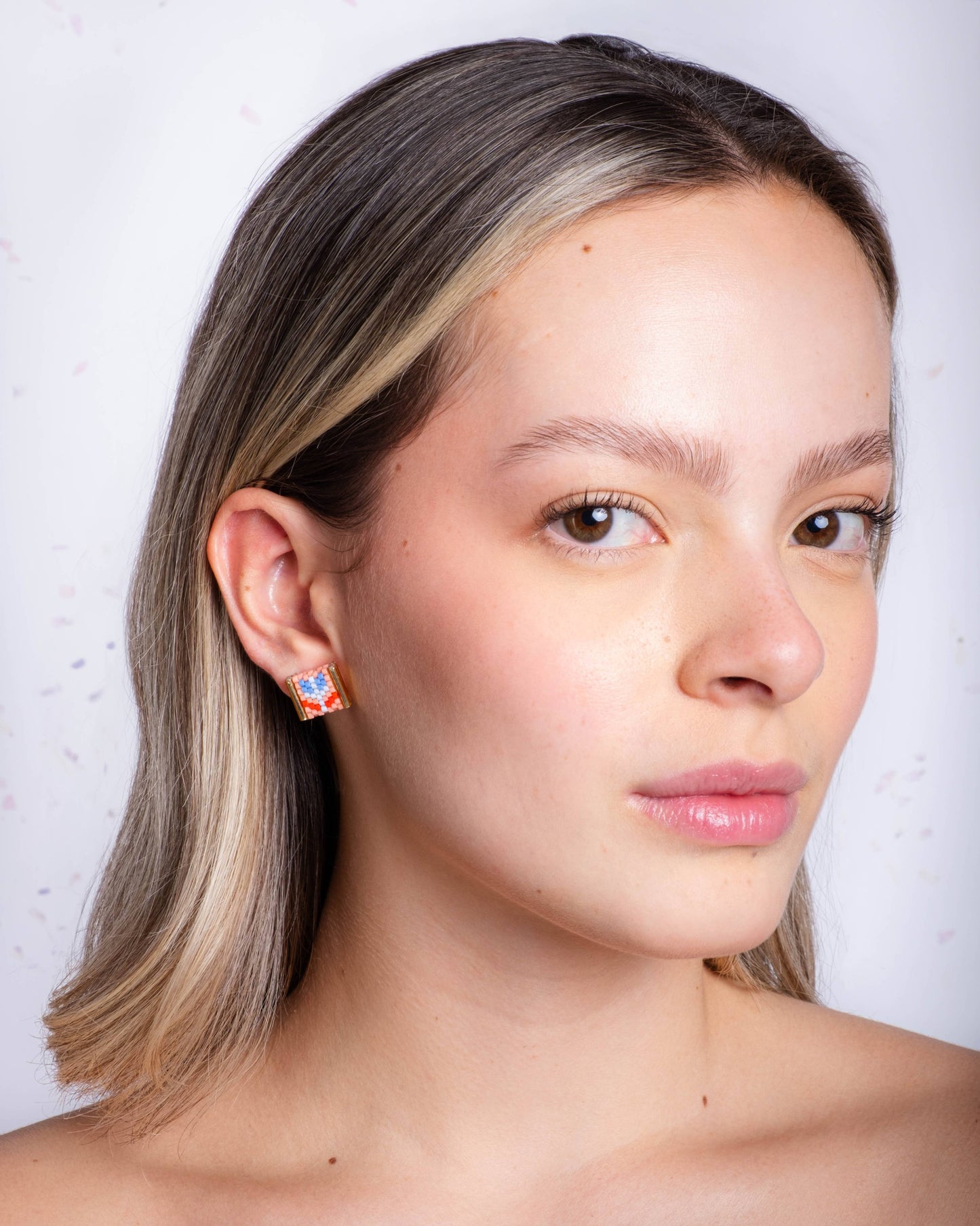 Beaded Handwoven Tulip Stud Pack (Black/Lilac)