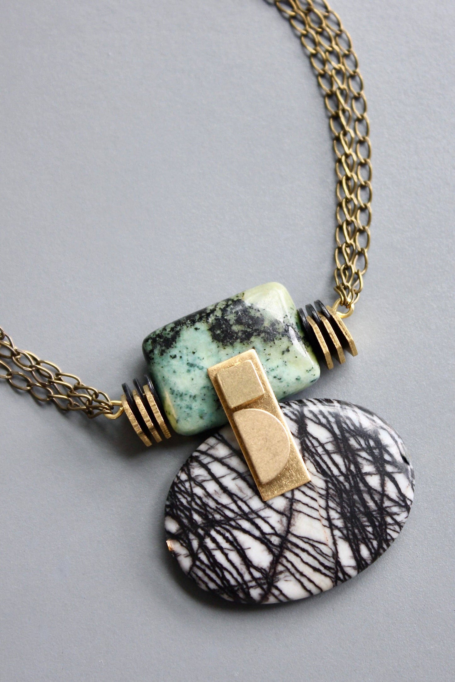 Jasper & Oxidized Brass Necklace