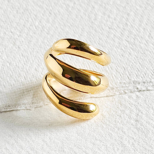 18k gold plated wrap spiral chunky ring