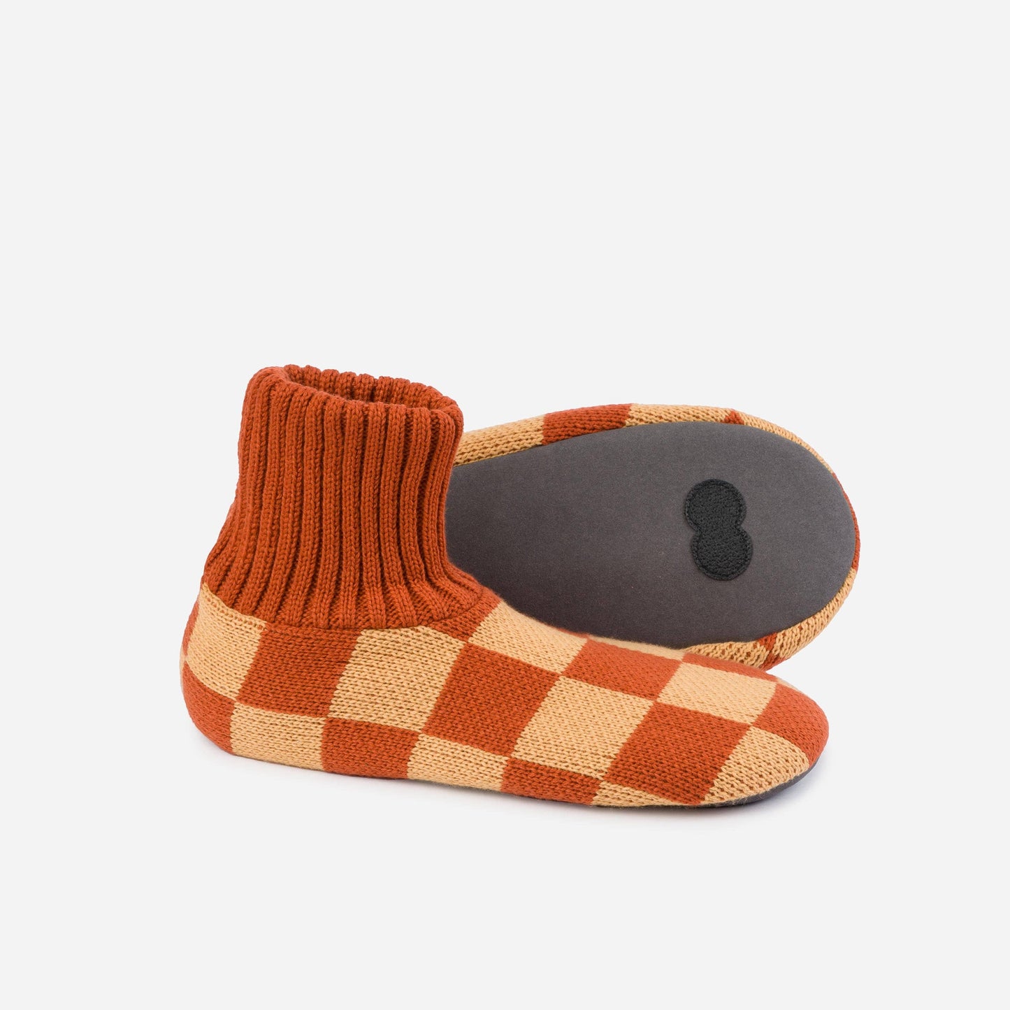 Checkerboard Knit Sock Slippers