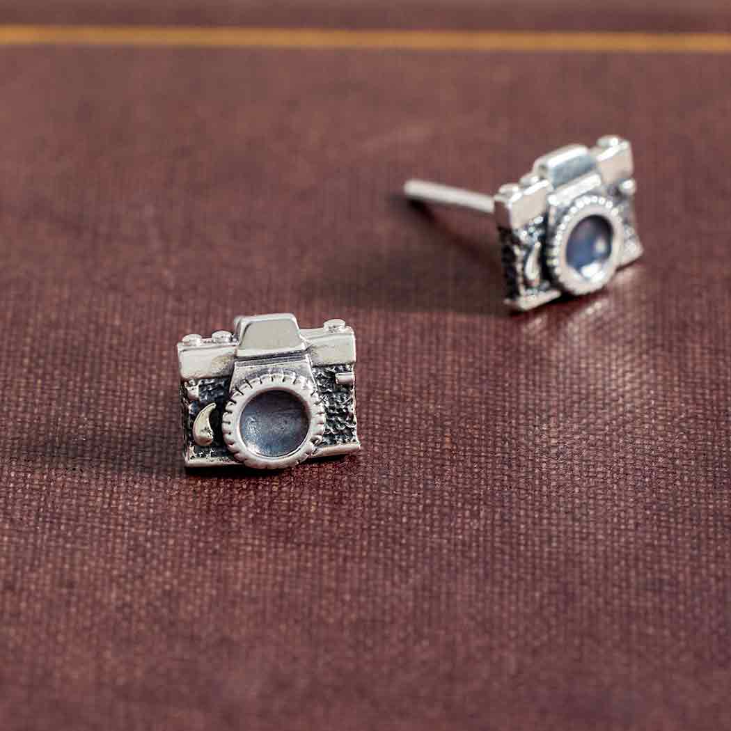 Sterling Silver Camera Post Earrings