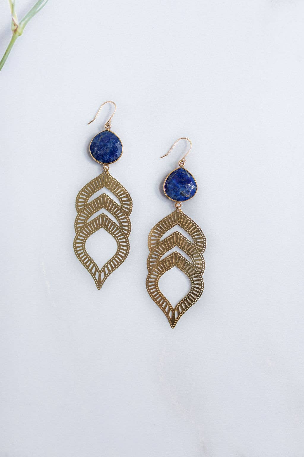 Lapis Leaf Earrings