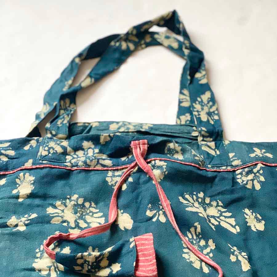 Large Organic Cotton Block Printed Bag - Marigold