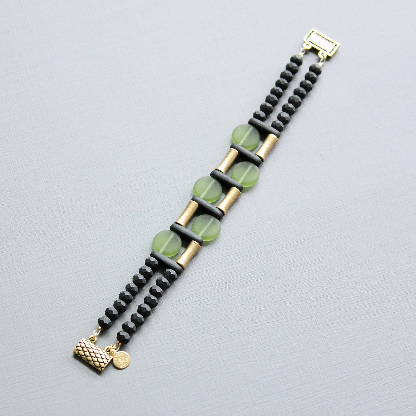 black and olivine bracelet